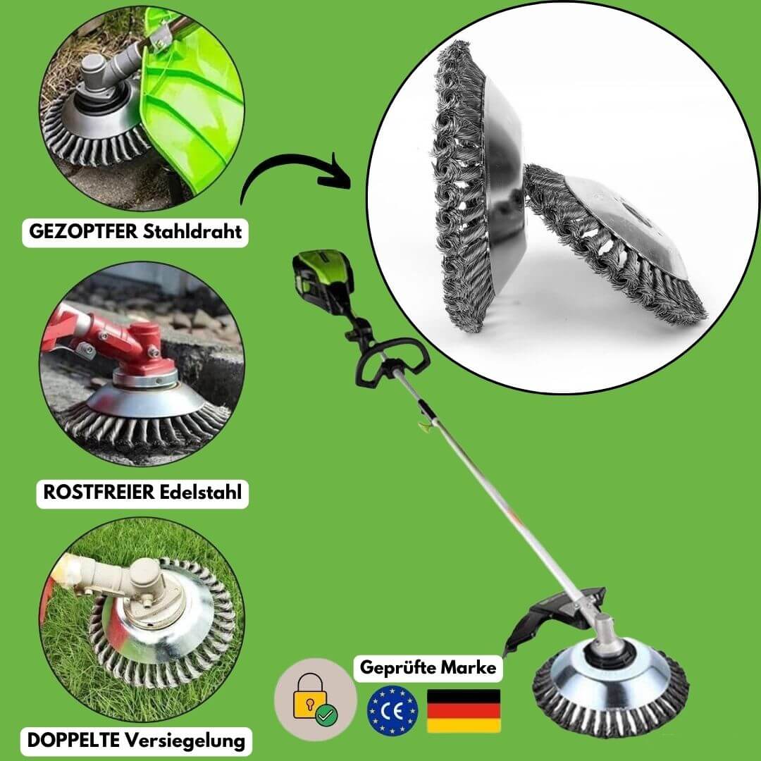 Unkrautbürste für Rasentrimmer | Unkraut vernichten | GartenStahl