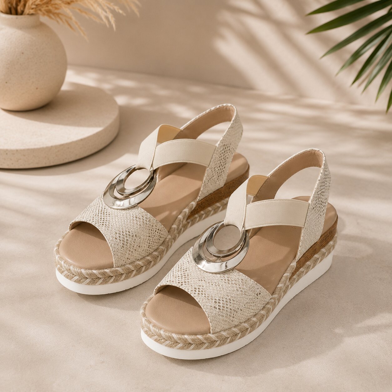 Emilia Orthopädische Keilsandalen Damen Bequem Plateau