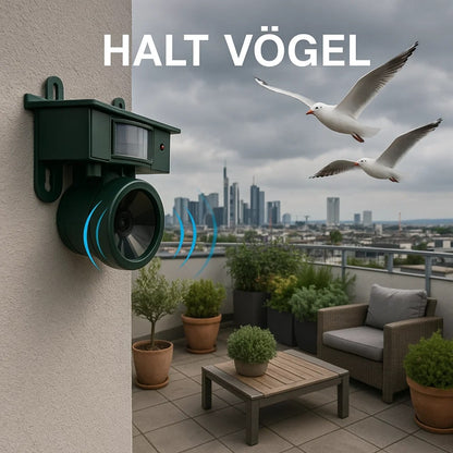 Tauben vertreiben von Balkon & Garten | Vogelabwehr Gerät | VogelBlock