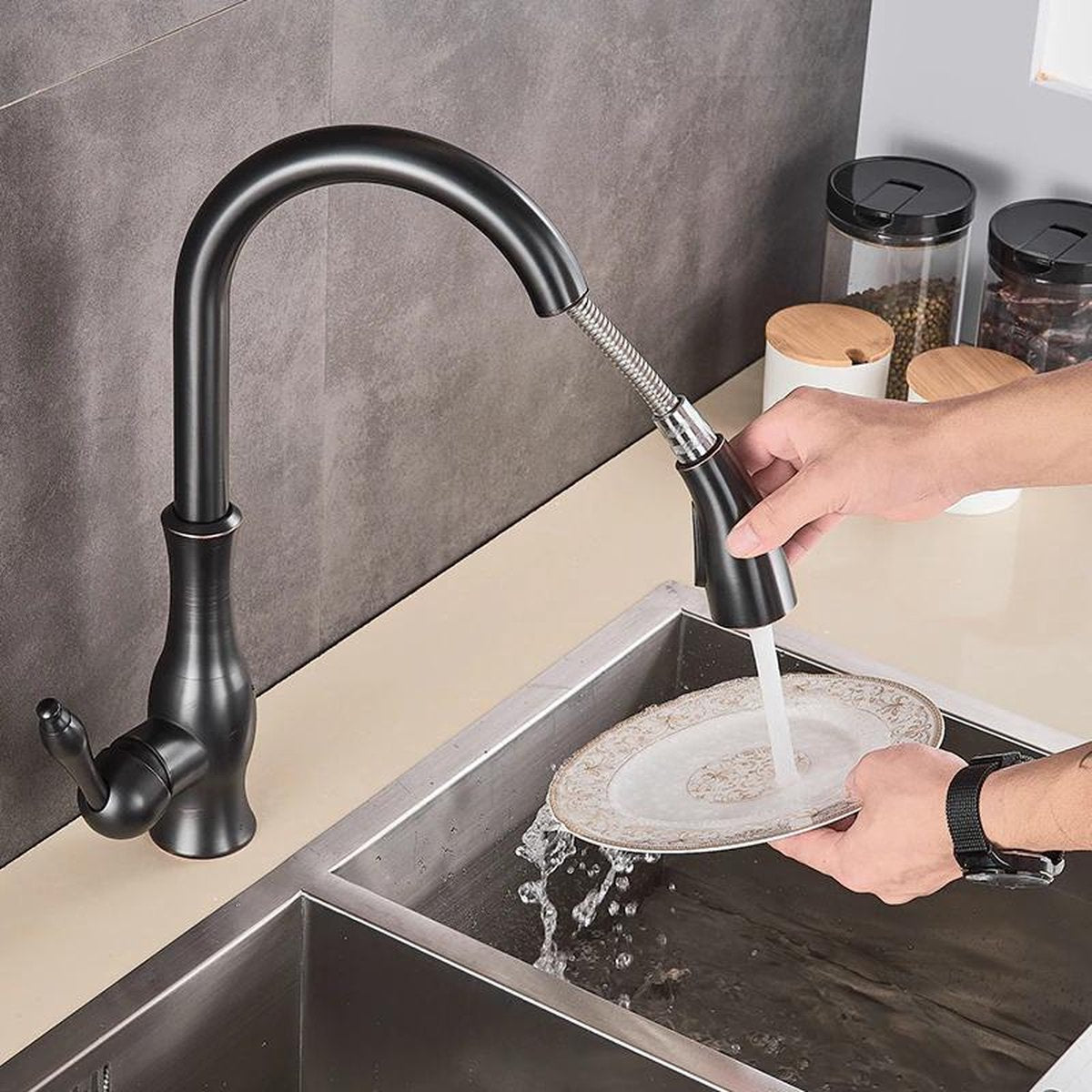 Wasserhahn für Küche | Ausziehbare Küchenarmatur | Spültischarmatur | AquaKraft